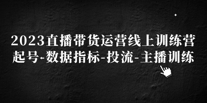 2023直播带货运营线上训练营，起号-数据指标-投流-主播训练-搞钱花