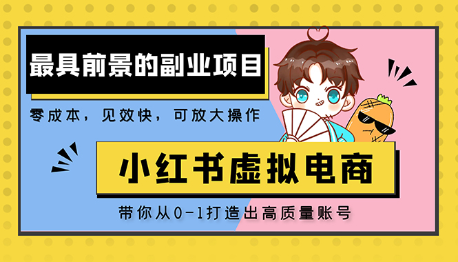 小红书蓝海大市场虚拟电商项目，手把手带你打造出日赚2000+高质量红薯账号-搞钱花