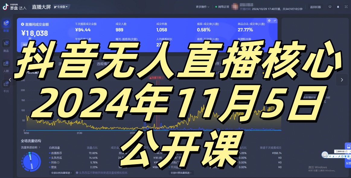抖音无人直播核心公开课，咸鱼翻身小白可做带有睡后收入月入过万太简单【揭秘】-搞钱花
