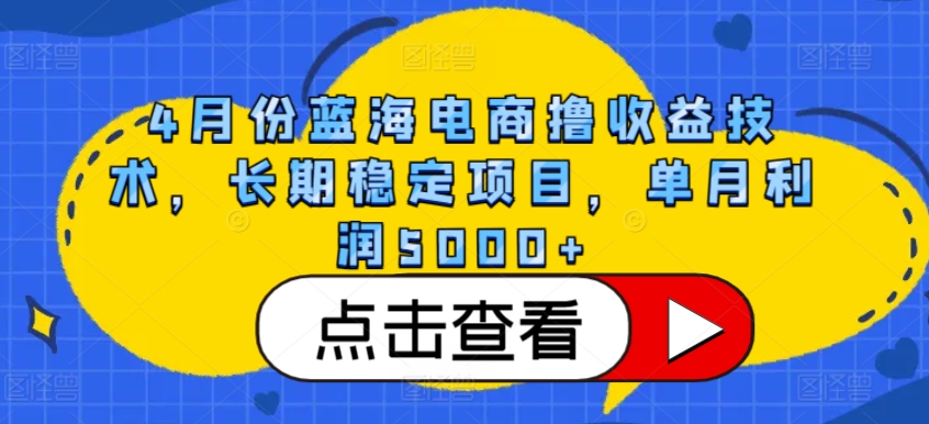 4月份蓝海电商撸收益技术，长期稳定项目，单月利润5000+-搞钱花