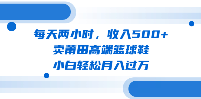 每天两小时，收入500+，卖莆田高端篮球鞋，小白轻松月入过万（教程+素材）-搞钱花