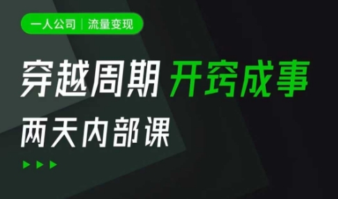 一人公司：流量变现课，一人公司的方法模型拆解， 拆解富人思维，流量思维，小老板思维等-搞钱花