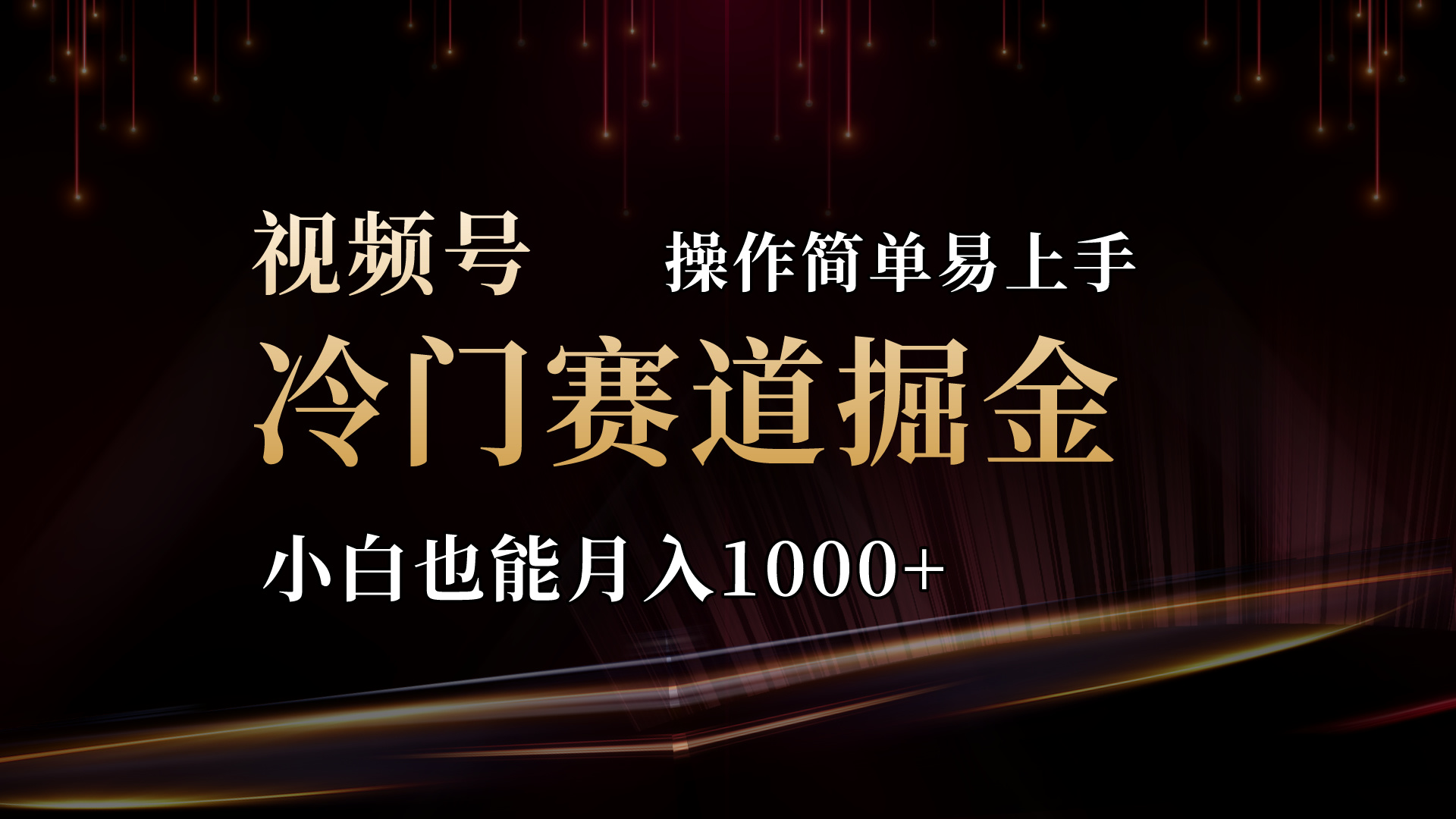 2024视频号冷门赛道掘金，操作简单轻松上手，小白也能月入1000+-搞钱花