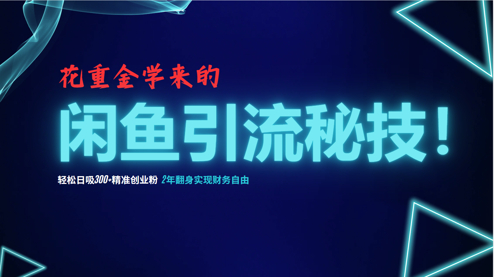（12887期）花重金学来的闲鱼引流秘技！轻松日吸300+精准创业粉，每天躺赚5000+，2…-搞钱花