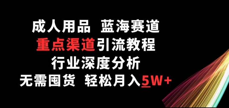 成人用品，蓝海赛道，重点渠道引流教程，行业深度分析，无需囤货，轻松月入5W+-搞钱花