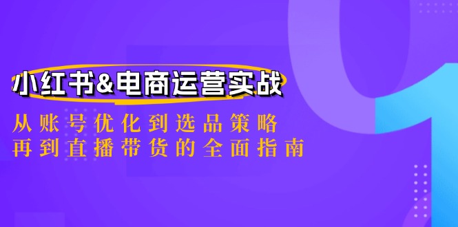 小红书&电商运营实战：从账号优化到选品策略，再到直播带货的全面指南-搞钱花