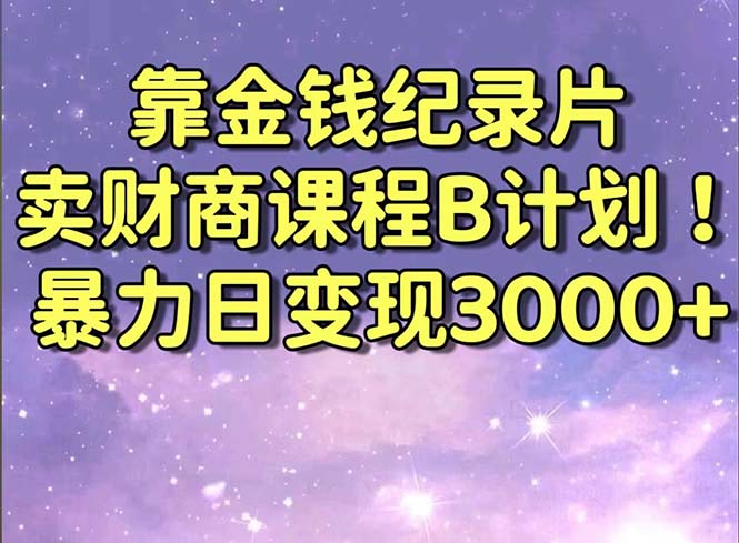 靠金钱纪录片卖财商课程B计划!暴力日变现3000+,喂饭式干货教程!-搞钱花