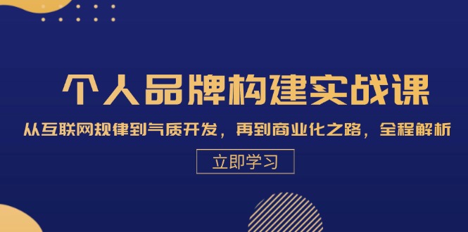 个人品牌构建实战课:从互联网规律到气质开发,再到商业化之路,全程解析-搞钱花