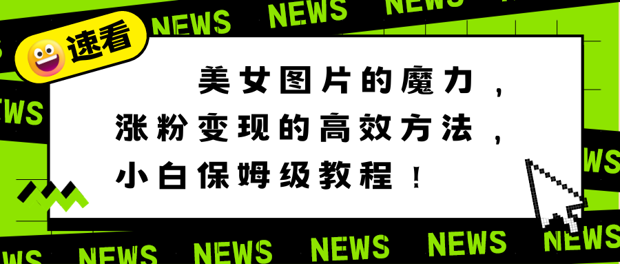 美女图片的魔力,涨粉变现的高效方法,小白保姆级教程!-搞钱花