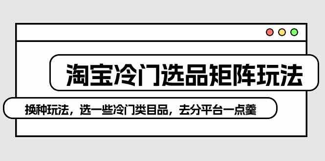 （10159期）淘宝冷门选品矩阵玩法：换种玩法，选一些冷门类目品，去分平台一点羹-搞钱花
