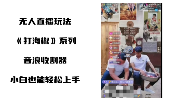 打海椒无人直播整蛊项目，小白轻松上手撸音浪收割器（教程+工具+素材）-搞钱花