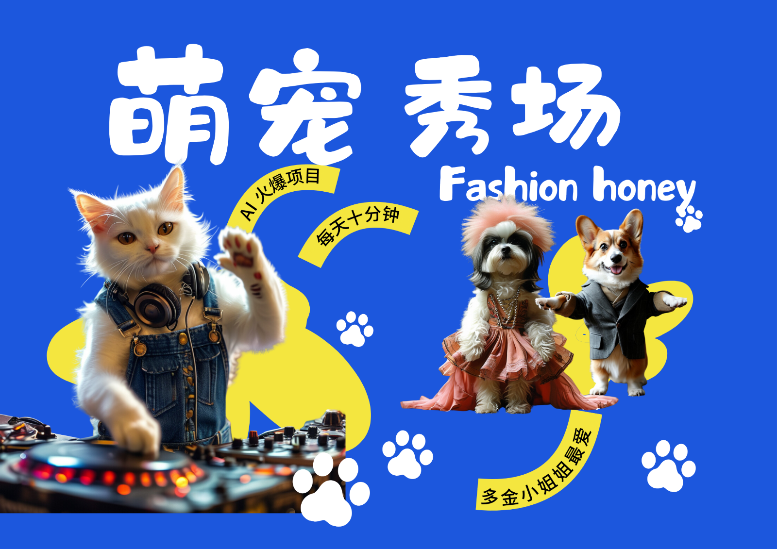 酷飒动物跳舞走秀  时尚喵FASHION汪 多金小姐姐最爱的 轻松月入破W-搞钱花