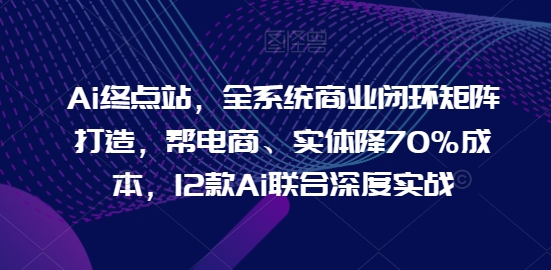 Ai终点站，全系统商业闭环矩阵打造，帮电商、实体降70%成本，12款Ai联合深度实战-搞钱花