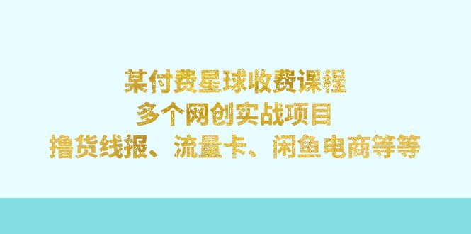 某付费星球课程:多个网创实战项目,撸货线报、流量卡、闲鱼电商等等-搞钱花