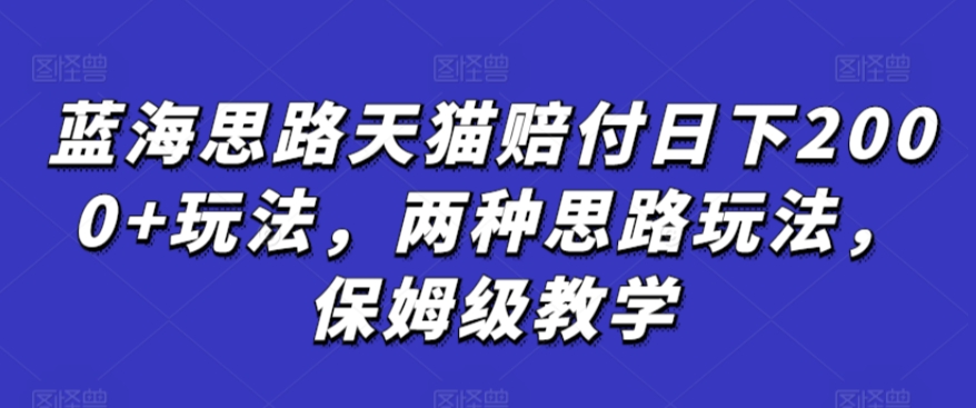 蓝海思路天猫赔付日下2000+玩法,两种思路玩法,保姆级教学【仅揭秘】-搞钱花