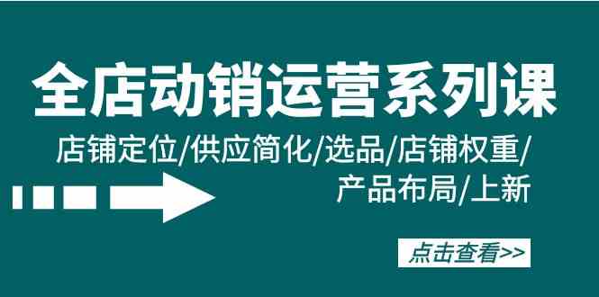 全店动销运营系列课：店铺定位/供应简化/选品/店铺权重/产品布局/上新-搞钱花