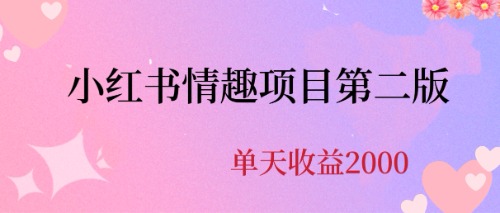 最近爆火小红书情趣项目第二版，每天2000+-搞钱花
