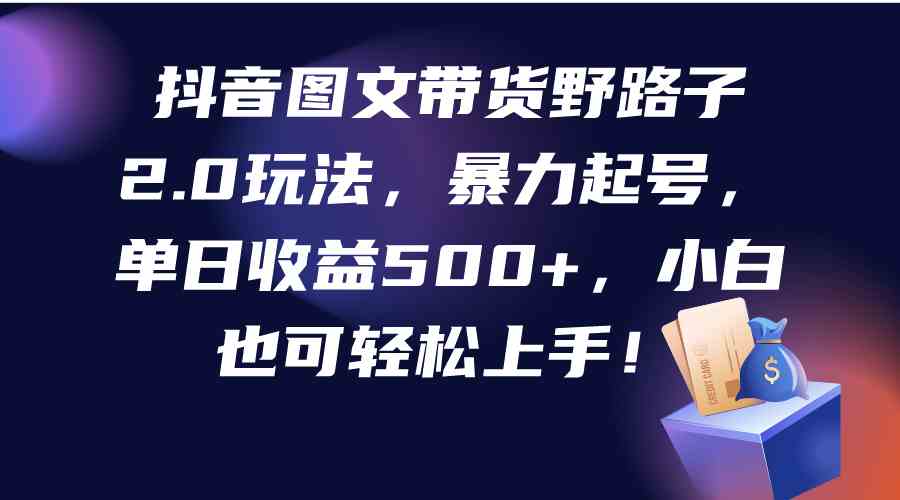 (9790期)抖音图文带货野路子2.0玩法,暴力起号,单日收益500+,小白也可轻松上手!-搞钱花