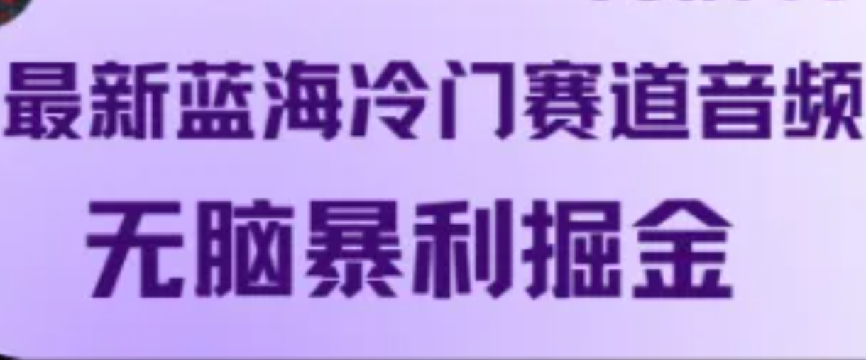 最新蓝海冷门赛道音频，无脑暴利掘金-搞钱花