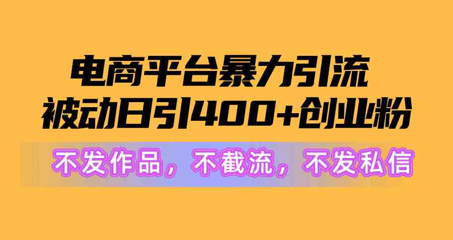 （10168期）电商平台暴力引流,被动日引400+创业粉不发作品，不截流，不发私信-搞钱花