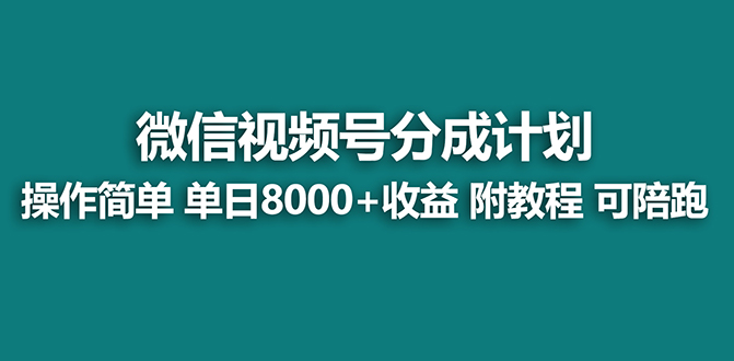 【蓝海项目】视频号分成计划最新玩法,单天收益8000+,附玩法教程,24年…-搞钱花