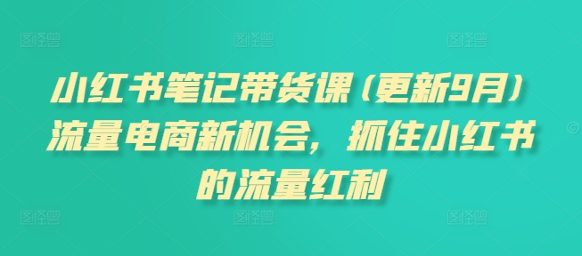 小红书笔记带货课(更新25年1月)流量电商新机会，抓住小红书的流量红利-搞钱花