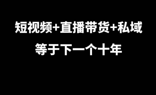 短视频+直播带货+私域等于下一个十年，大佬7年实战经验总结-搞钱花