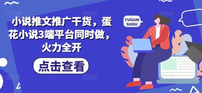 小说推文推广干货，蛋花小说3端平台同时做，火力全开-搞钱花