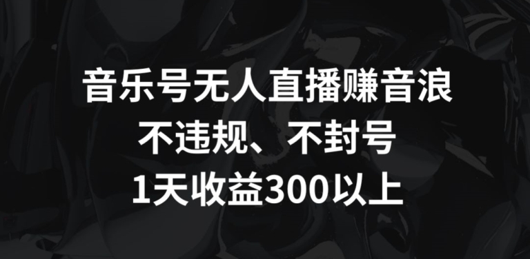 音乐号无人直播赚音浪，不违规、不封号，1天收益300+-搞钱花