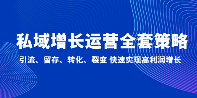 私域增长运营全套策略：引流、留存、转化、裂变 快速实现高利润增长-搞钱花