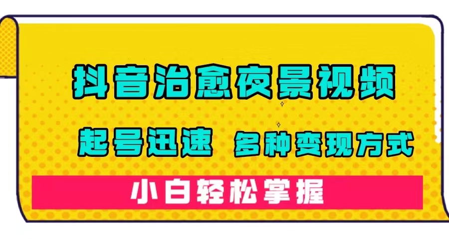 抖音治愈系夜景视频,起号迅速,多种变现方式,小白轻松掌握(附120G素材)-搞钱花