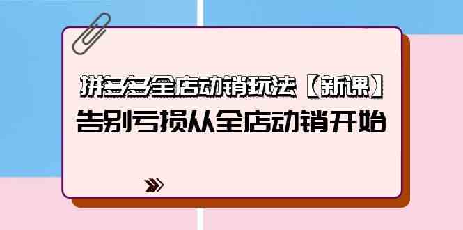 （9974期）拼多多全店动销玩法【新课】，告别亏损从全店动销开始（4节视频课）-搞钱花