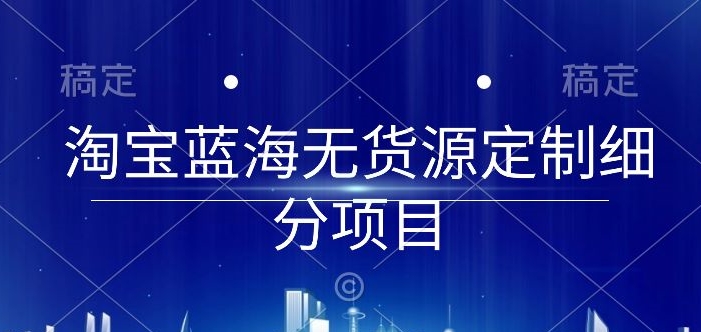 淘宝蓝海无货源定制细分项目,从0到起店实操全流程-搞钱花