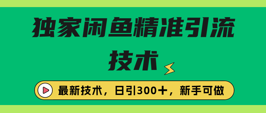 独家闲鱼引流技术,日引300+实战玩法-搞钱花