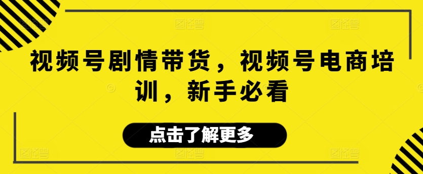 视频号剧情带货,视频号电商培训,新手必看-搞钱花
