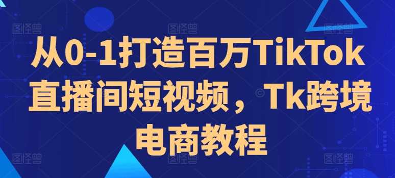 从0-1打造百万TikTok直播间短视频，Tk跨境电商教程-搞钱花