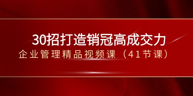 30招-打造销冠高成交力-企业管理精品视频课(41节课)-搞钱花