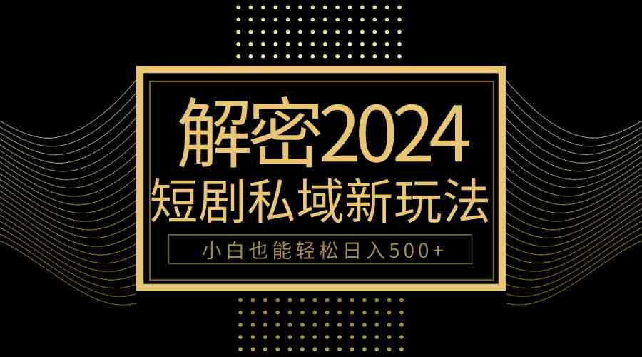 （9951期）10分钟教会你2024玩转短剧私域变现，小白也能轻松日入500+-搞钱花