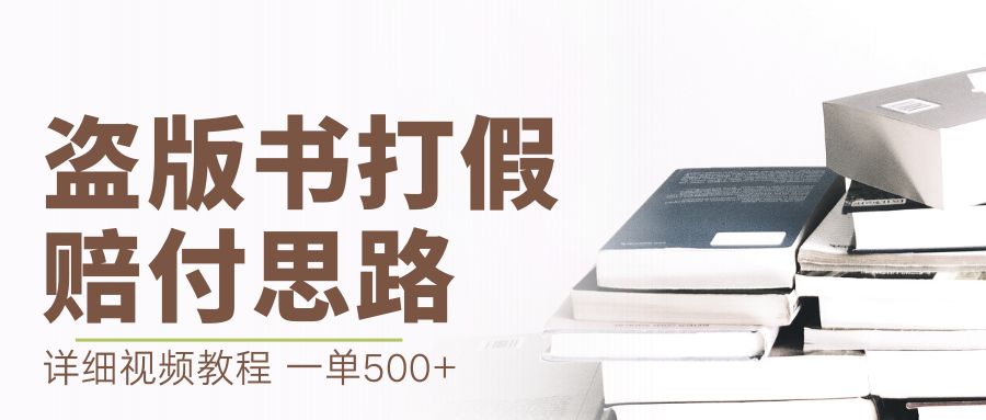 最新盗版书赔付打假项目，一单利润500+【详细玩法视频教程】-搞钱花