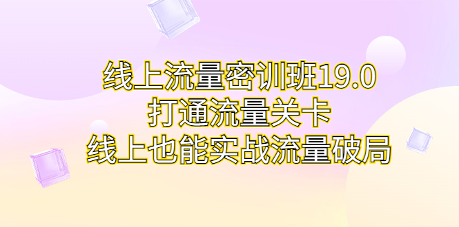 线上流量密训班19.0，打通流量关卡，线上也能实战流量破局-搞钱花
