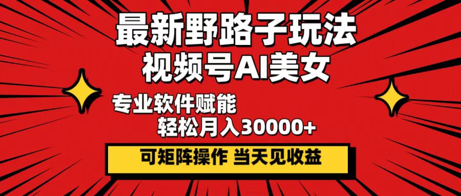 (12798期)最新野路子玩法,视频号AI美女,当天见收益,轻松月入30000+-搞钱花