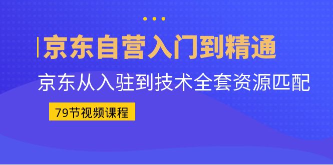 京东自营入门到精通：京东从入驻到技术全套资源匹配（79节课）-搞钱花