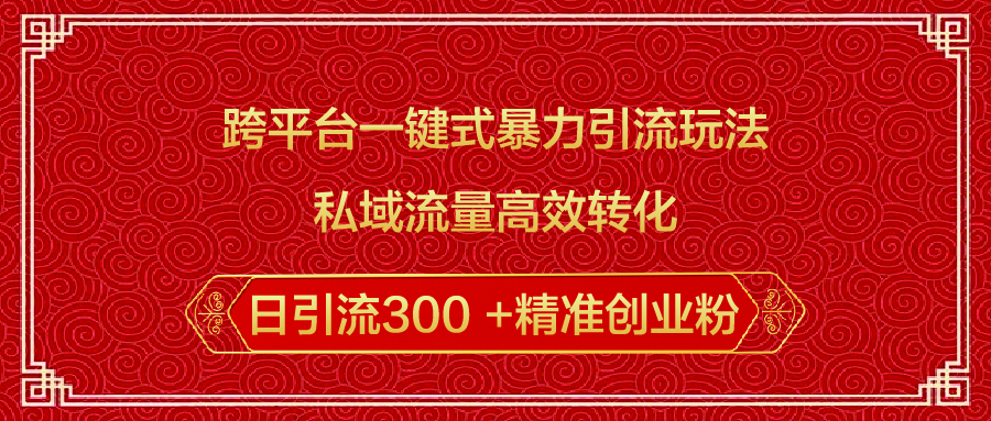 跨平台一键式暴力引流玩法,私域流量高效转化日引流300 +精准创业粉-搞钱花