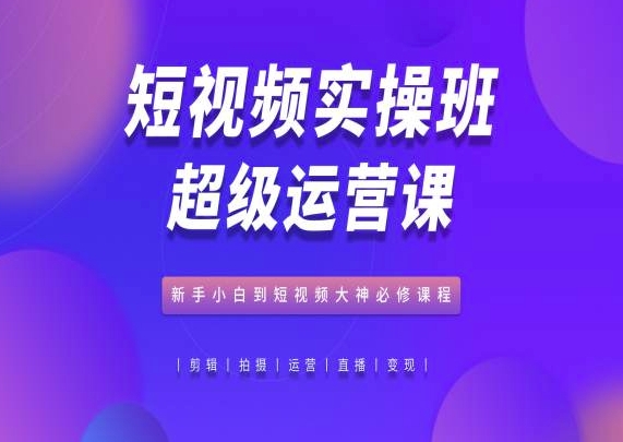 短视频实操班超级运营课，新手小白到短视频大神必修课程-搞钱花