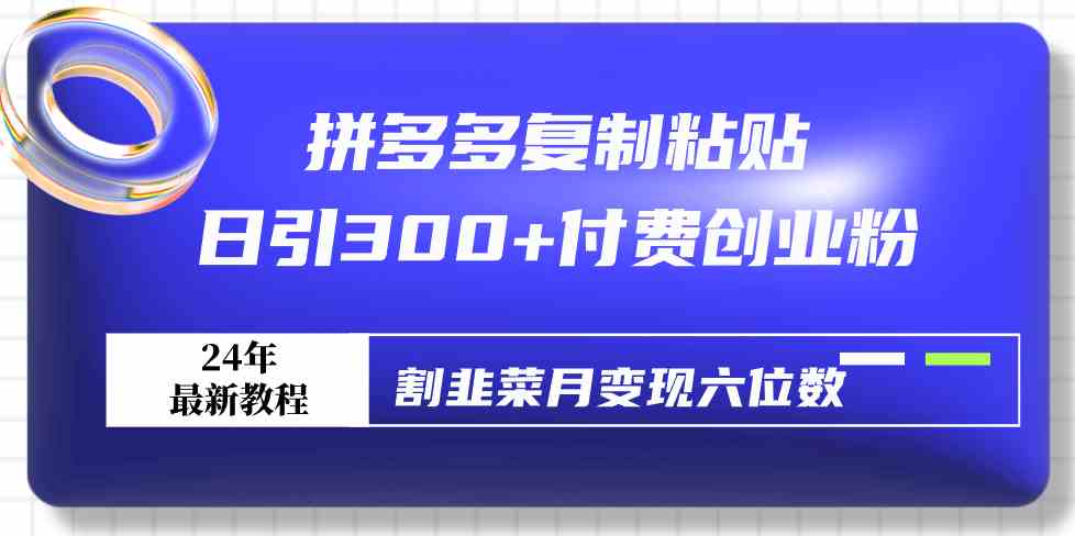 （9129期）拼多多复制粘贴日引300+付费创业粉，割韭菜月变现六位数最新教程！-搞钱花