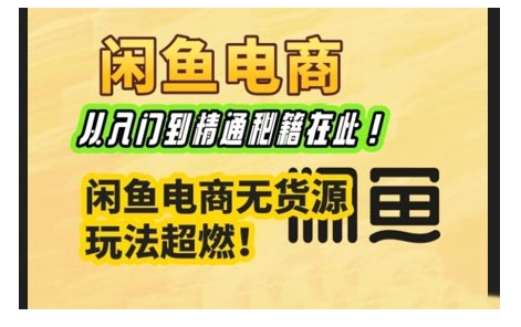 闲鱼电商实战课，从入门到精通秘籍在此，闲鱼电商无货源玩法超燃!-搞钱花