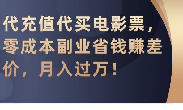 代充值代买电影票，零成本副业省钱赚差价，月入过万【揭秘】-搞钱花