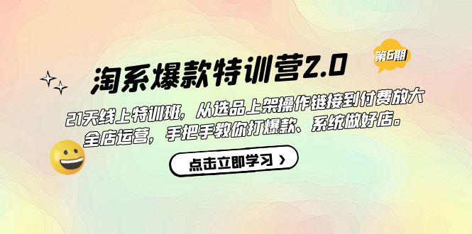 淘系爆款特训营2.0【第六期】从选品上架到付费放大 全店运营 打爆款 做好店-搞钱花