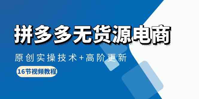 （10015期）拼多多无货源电商，原创实操技术+高阶更新（16节视频教程）-搞钱花