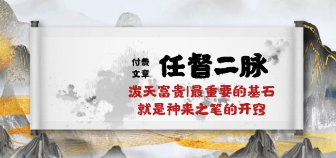某付费文章《任督 二脉 泼天富贵|最重要的基石 就是神来之笔的开窍|万字》-搞钱花